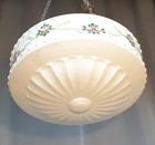 Beautiful Antique Art Deco Milk Glass Floral Art Flycatcher Ceiling Light Shade