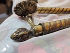 Antique Vtg Heavy Gothic Spanish Brass Or Bronze  17 1 2  Length Acorn Finial
