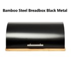 Threshold Bamboo Steel Breadbox Black Metal With Base Kitchen Countertop