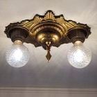 Rare Vintage 1920 s Art Deco Iron 2 Light Fixture By Lincoln Mfg - Restored