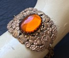 Art Nouveau Floral Bracelet Filigree Cuff Antique Glass Art Nouveau Jewelry