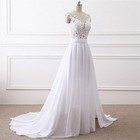 White ivory Chiffon Wedding Dresses Lace Appliques Bridal Gowns Custom Size