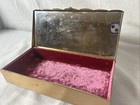 Vtg Vanity Jeweled Gold Tone Jewelry Box Casket Velvet Mirror 