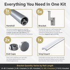  Silver 15ft Flush Handrail Kit - Complete Indoor outdoor 15 Ft Silver silver