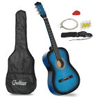  Blue Beginners Acoustic Guitar With Guitar Case Strap Tuner And Pick