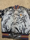 Vintage Anheuser Busch Satin Jacket Mens Medium Blue 80s Budweiser Button Up 