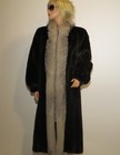 109271 Saga Ranch Mink Fur Coat With Silver Fox Tuxedo Trim Sz 12 Excellent