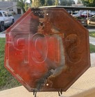 Vintage Small Embossed Steel Stop Sign Patina Road Street Vtg
