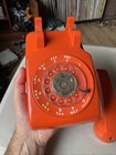 Vintage Itt Orange Rotary Dial Desk Telephone 1970s Retro Untested Read