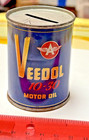 Early Vintage Veedol Motor Oil Flying A Coin Piggy Bank Tin Can Advertising 3   