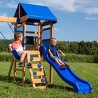 Kids Outdoor Cedar Wood Swing Set Play Set With Clubhouse Slide Rock Wall Ladder