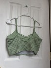 Victoria s Secret Pink Mint Green Plaid Sports  Crop Top  Sz  L