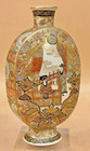 Japanese Meiji Satsuma Flask Vase Signed - Temple Scene Gilt Museum Quality