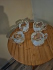 Set Of 4 Vintage Nestle World Map Globe Etched Clear Glass Coffee Mugs Cups