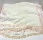 Vtg 4 Handmade Cotton Linen  Hanky W Variegated Pink Floral Lace Edge Read