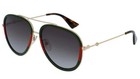 Gucci Gg0062s 003 Aviator Green red Unisex Sunglasses With Light Grey Lens 57mm