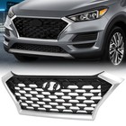 Front Upper Bumper Grille Chrome Gray   Black W black Accents 