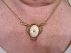 Unique Filigree 12k Gf Necklace  Cabochon   Nugget  Inuit alaskan Artist