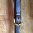 Thick Leather Brown Belt  1 3 4wide  Sz Med Or 32     Gold Buckle With 2 Straps