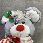 Vtg Fisher Price Puffalump Gray Christmas Mouse 10  Plush 1987 Candy Cane