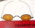 Antique Amber Weld Sunglasses Goggles Old Vtg Steampunk Safety Glasses 
