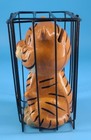 Vintage Composit Anthropomorphic  please Feed Me  Caged Tiger Figural Bank