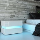 Led Night Table Side Table Nighstand Storage 2 Drawer For Bedroom W  Led Lighted