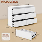 White Dresser For Bedroom Wood 6 Drawer Modern High Gloss   47  Wide  Handle-fre