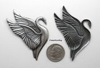  1751 Beautiful Antiqued Sterling Silver Plated L   R Swans - 2 Pcs  1 Pair 