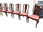65837   Set Of 6  Solid Mahogany Queen Anne Dining Chairs Chair S