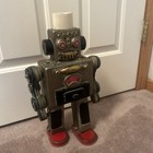 Ha Ha Toy Tin Toy Robot Smoking Spaceman Reproduction Gray Not Battery Operated