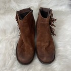 Born Boots Womens Size 9 Brown Kenia Fringed Suede Leather Ankle Booties Cowgirl
