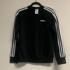 Adidas Women s Small Essentials 3-stripes Fleece Sweatshirt  Black   White