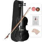 4 4 Full Size Acoustic Beginner   Student Violin Set - Bow  Case  Rosin  Black