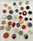  35 Antique vintage glass Buttons 