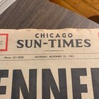 1960s 1963 John F  Kennedy Assasination Announcment Chicago Sun-times Newspaper 