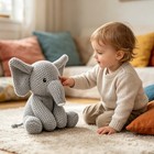 8 5   Knitted Elephant Plush Toy Handmade Crochet Stuffed Animal For Kids Gift