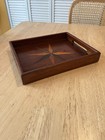 Antique Inlaid Wood Serving Tray Compass Rose Marquetry Star Folk Art Maritime