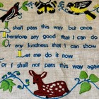 Vintage 1971 Erica Wilson  i Shall Pass  Crewel Embroidery Wildlife Deer Owl