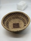 Vtg Tribal Hand Woven Basket 2-tone Geometric Design African      9  Diameter