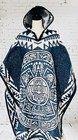 Mexican Poncho Calendario Azteca With Hoodie Size Fits All Sarape Double Sided
