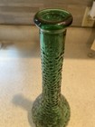 Vintage Mcm Empoli Green 15    Hobnail Bubble Glass Genie Bottle Decanter Italy