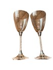 Diamond Stemmed Wine Glasses 2 Wedding Bride Groom Holiday Cocktail Heavy