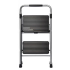 Hyper Tough 2 Step Steel Folding Step Stool Large Platform Gray Black 225 Lb