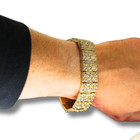 Mens Cz Iced Bracelet 14k Gold Silver Plated Hip Hop Jewelry 7-10 Inch