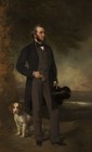 Handmade Antique Oil Painting Art Portrait Count And Dog On Canvas 24 x40 