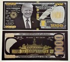 President Donald Trump   1000 Dollar Bill   24k Gold   Silver 3d Overlay  w  Coa