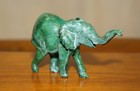 Stunning Hand Carved Malachite Statue Of An Elephant With Raised Trunk Good Luck