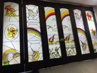 Vintage 2 Folding Stained Glass Window Panels shutters 24 1 4 X 29