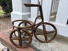 Vintage Mcm Bike Planter Holder Bamboo Rattan Wicker Stand Retro W  Plant Boho